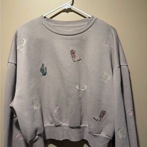 Women's Embroidered Light Brown Sweatshirt